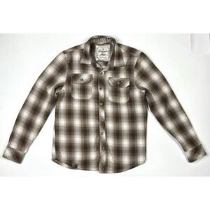 Smugglers Moon Shirt Men's Large Flannel Brown Plaid Long Sleeve